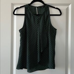 Dynamite Size S Split Front Ruffle Polka-Dot Sleeveless Blouse